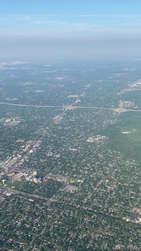 View from Airplane Window Above Greater Chicago Area Stock Footage 155518296