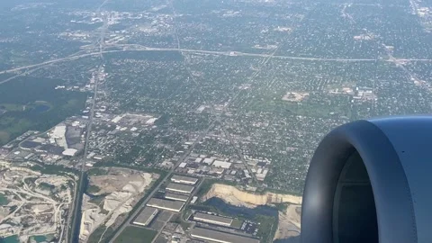 View from Airplane Window Above Greater Chicago Area Stock Footage 155518329