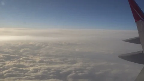The view from the airplane window. beautiful blue sky Stock Footage 81887440