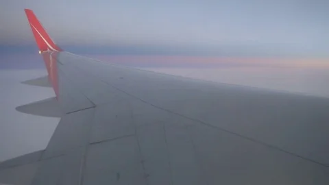 The view from the airplane window. beautiful blue sky Stock Footage 81888730