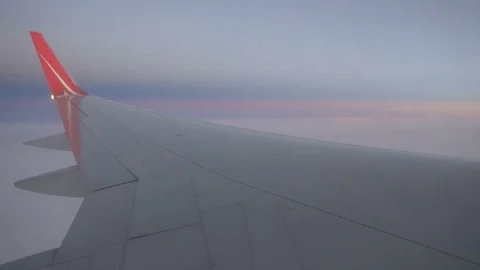 The view from the airplane window. beautiful blue sky Stock Footage 81888926