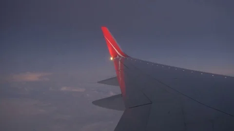 The view from the airplane window. beautiful blue sky Stock Footage 81889718