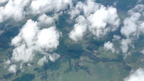 View from airplane window beautiful clouds from up Stock-Footage 242589796