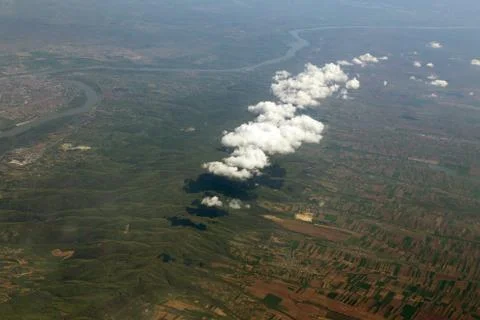 View from the airplane window beautiful clouds Stock Photos