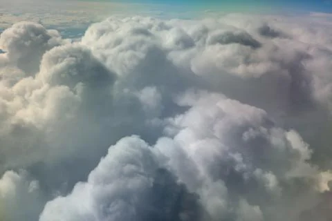 View from the airplane window beautiful clouds Stock Photos