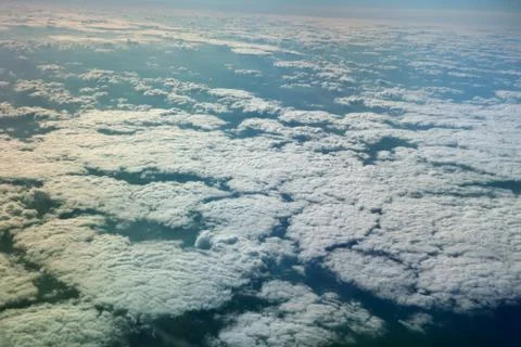 View from the airplane window beautiful clouds 写真素材
