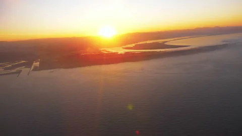 View From Airplane Window To Beautiful Sunset San Diego California Stock Footage 120989265