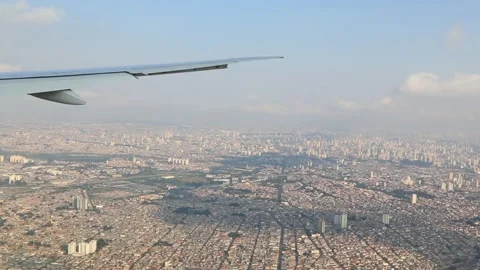 View from the airplane window on the city Stock Footage 89330040