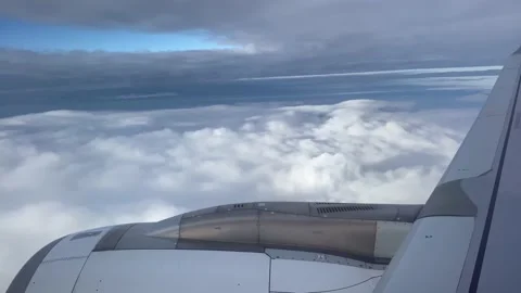 View from the airplane window to clouds Stock Footage 160159627