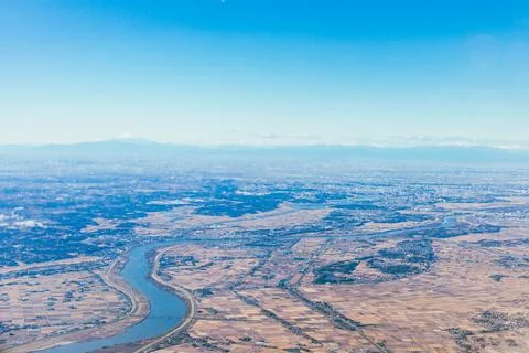 The view from the airplane window to the clouds Stock Photos