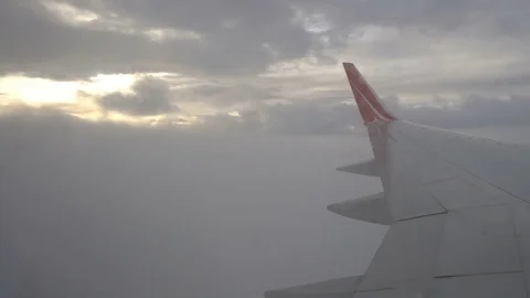 View from the airplane window. cloudy day. Video stock 81884229