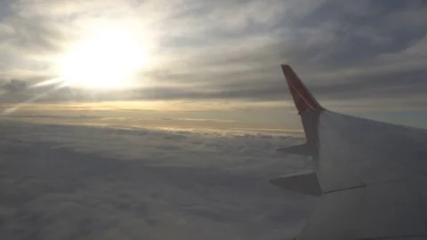 View from the airplane window. cloudy day. Stock Footage 81885250
