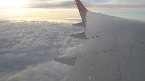 View from the airplane window. cloudy day. Stock Footage 81885768