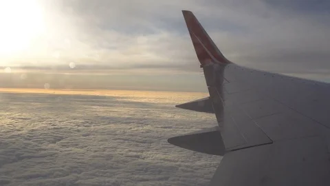 View from the airplane window. cloudy day. Stock Footage 81886281