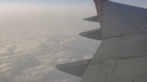 View from the airplane window. cloudy day. Stock Footage 81887034