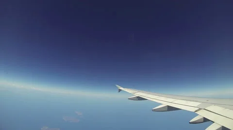 View from airplane window, Dark Blue Sky - Full HD Video Stock Footage 46485170