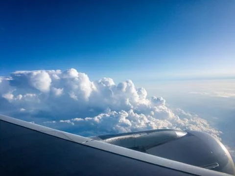 View from airplane window during a flight Stock Photos