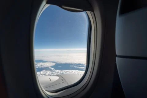 View from the airplane window during flight Stock Photos