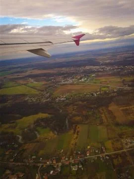 View From The Airplane Window During The Flight Stock Photos