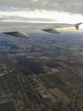 View From The Airplane Window During The Flight Stock Photos