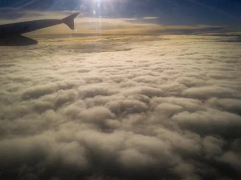 View From The Airplane Window During The Flight Stock Photos