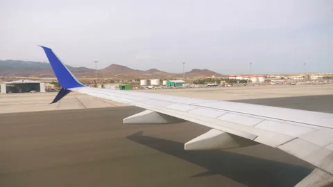 View from the airplane window during landing in 4k slow motion 60fps Stock Footage 147194219
