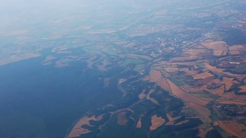 View from the airplane window. Flight over Italy Stock Footage 77307518