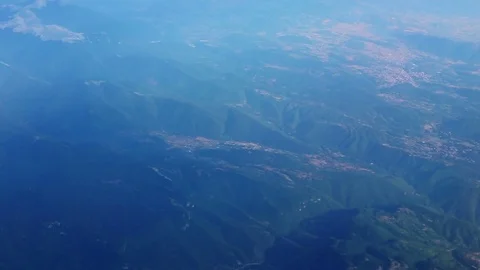 View from the airplane window. Flight over Italy Stock Footage 77381658