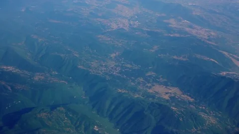 View from the airplane window. Flight over Italy Stock Footage 77563678