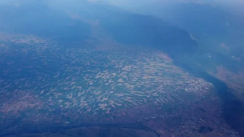 View from the airplane window. Flight over Italy Stock Footage 77564189