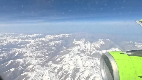 The view from the airplane window. Flight over the mountains of Georgia. Stock Footage 300171536