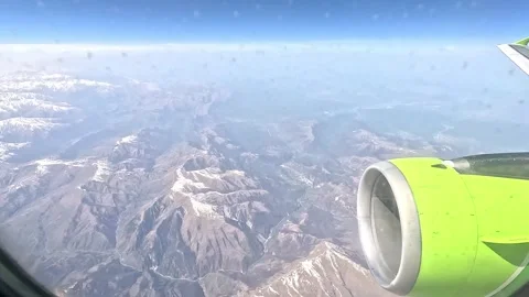 The view from the airplane window. Flight over the mountains of Georgia. Stock Footage 300173327