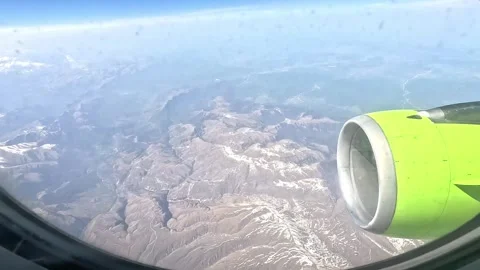 The view from the airplane window. Flight over the mountains of Georgia. Stock Footage 300173715