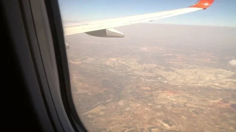 A view from the airplane window. Flying above Spain Stock Footage 79634853