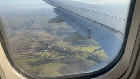 View from airplane window. Flying over Italy, Rome. Video stock 123851556