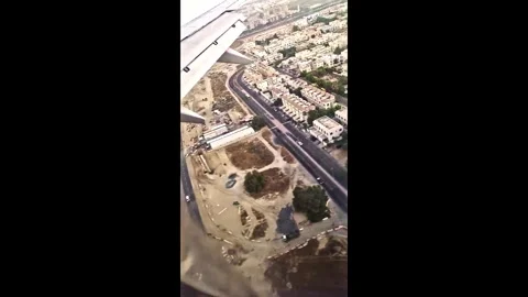 View from the airplane window, landing. Stock Footage 290505421