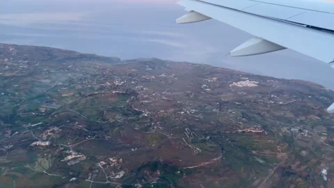 View from the airplane window on Malta Stock Footage 240501342
