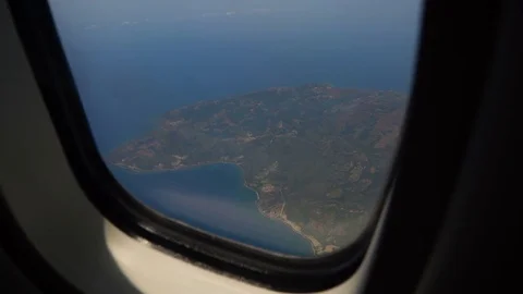 View from an airplane window on the ocean. Stock Footage