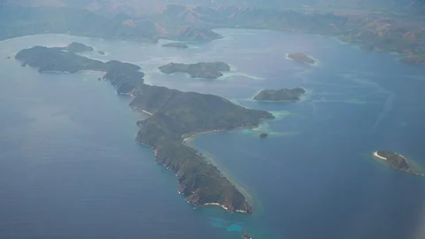 View from an airplane window on the ocean. Stock Footage