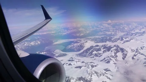 View From Airplane Window Over Alaska Glaciers 스톡 동영상 170165837