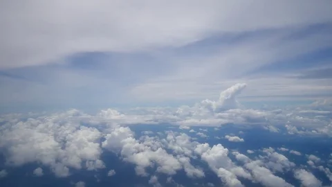 A view from the airplane window over the wings and engines. The planes are fl Stock Footage 80106034