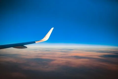 The view from the airplane window Stock Photos
