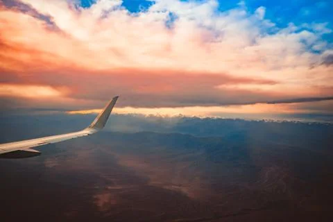 The view from the airplane window Stock Photos
