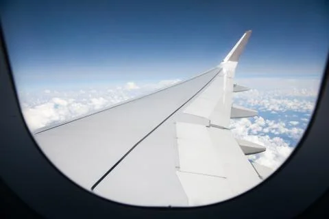 The view from an airplane window. Stock Photos