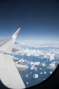 The view from an airplane window. Stock Photos