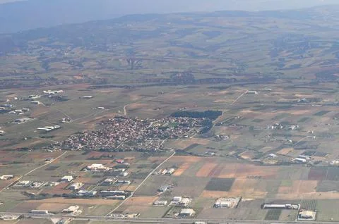 View from airplane window 스톡 사진