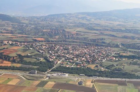 View from airplane window 스톡 사진