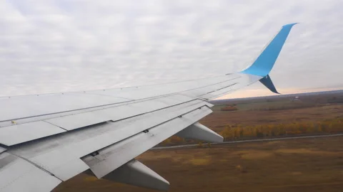 View from the airplane window, takeoff Stock Footage 219754820