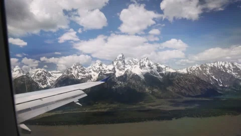 View From Airplane Window Of Teton Mountains Stock-Footage 233457556