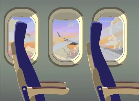  View from the airplane window. Vector. Stock Illustration
